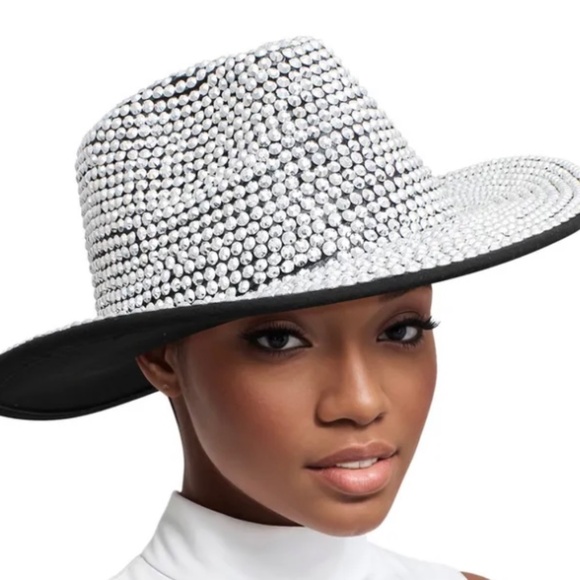 Fedora Black with Silver Rhinestone Bling Hat main image 2
